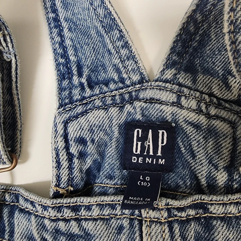 GAP Denim Overalls Pants Kids L (10) Light Wash Front Bib Pocket